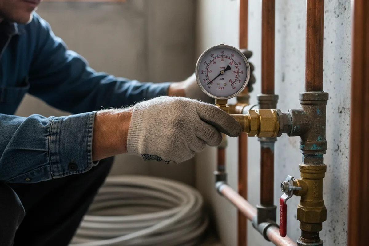 Pressure testing a repaired line during Water Line Repair in Drumore